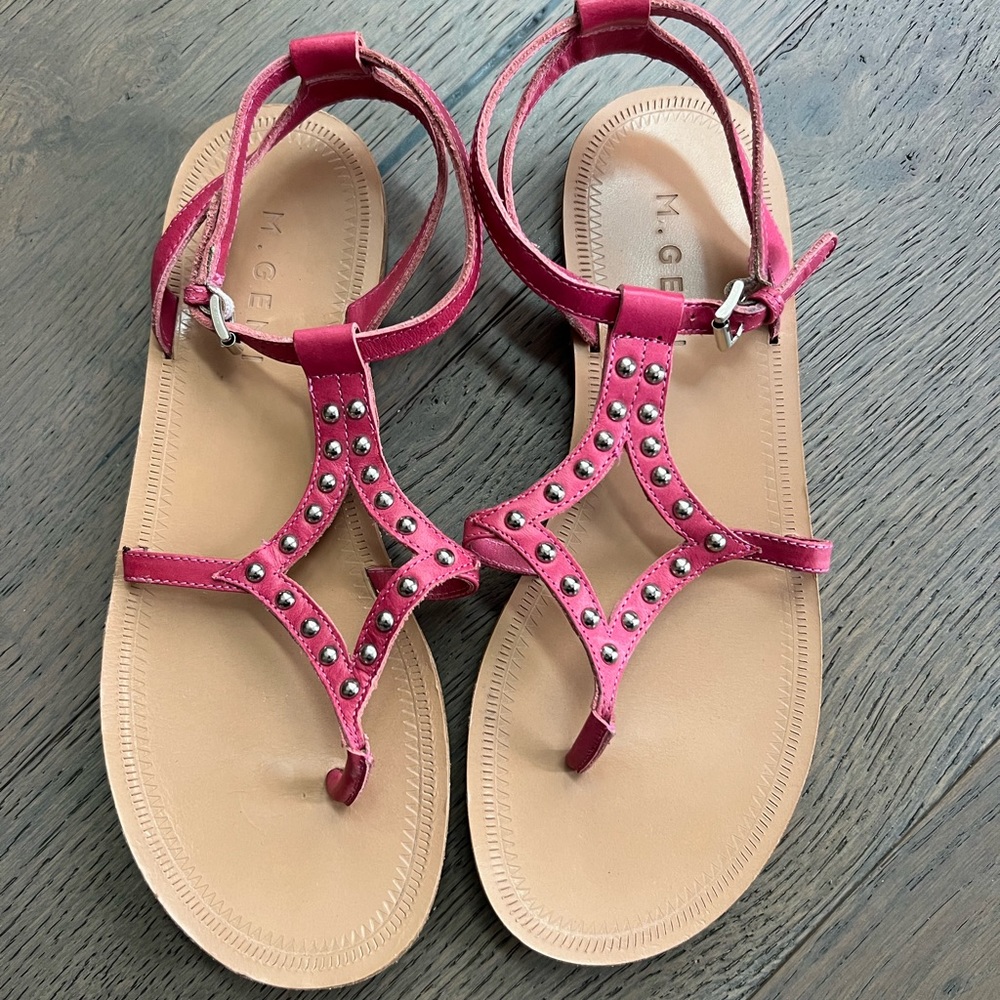 M.Gemi Pink Leather Studded Sandal- size 37